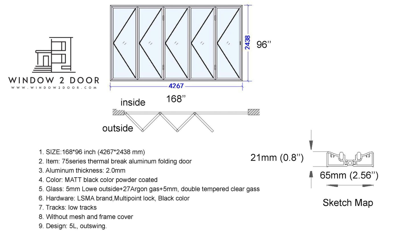 Aluminum Bifold Doors 168"W x 96"H